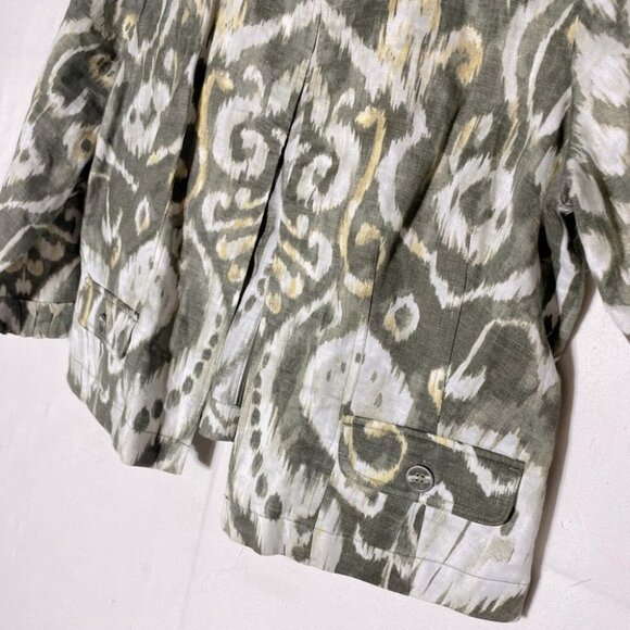 Chico’s Green Yellow Graphic Print Open Front Light Jacket XL - Picture 10 of 13